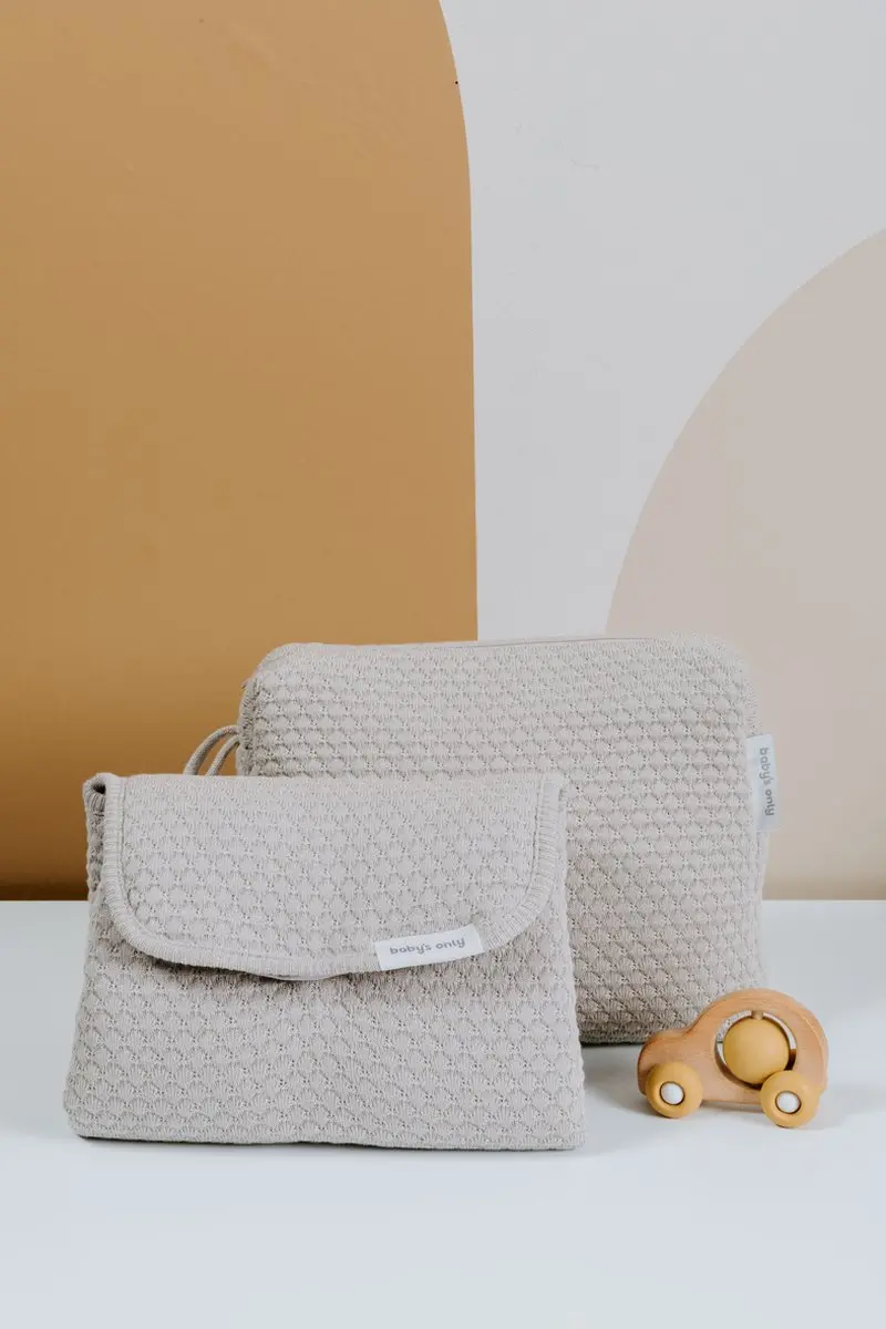 Baby's Only Gebreid Verschoonmatje Sky Urban Taupe - Inclusief opbergzakje