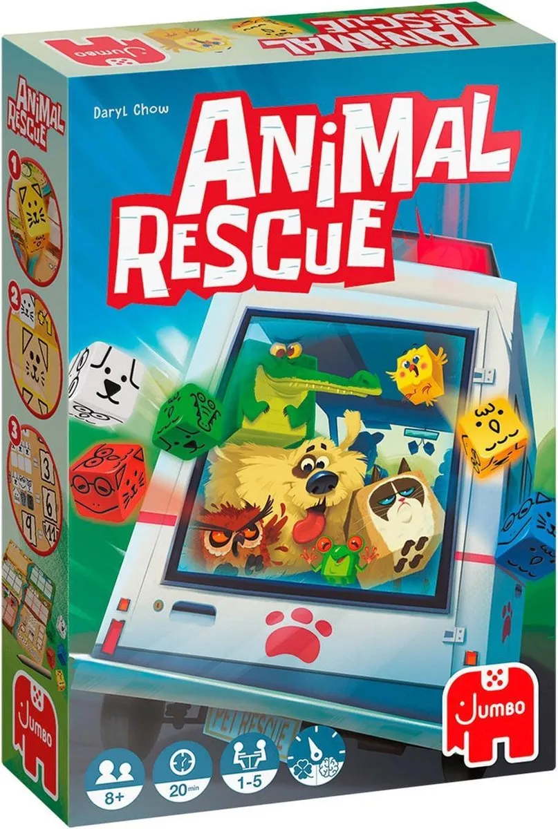 Jumbo Animal Rescue Dobbelspel - 3 Dobbelen, 27 Kaarten