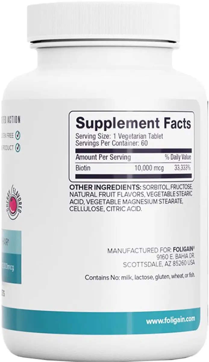 Foligain Biotine 10.000 mcg Kersensmaak - 60 tabletten