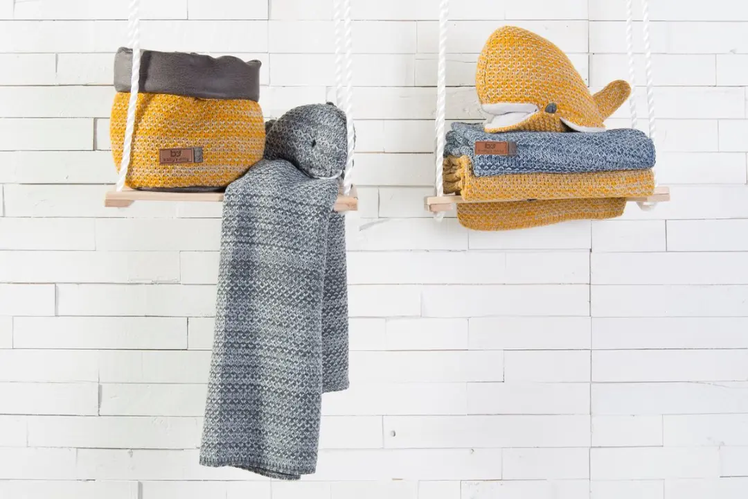 Baby's Only Gebreide Commodemandje River - Jeans/Grijs Mêlee