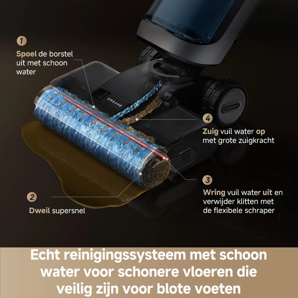 Dreame H14 Dual Stofzuiger - Nat & Droog - Zwart/Grijs