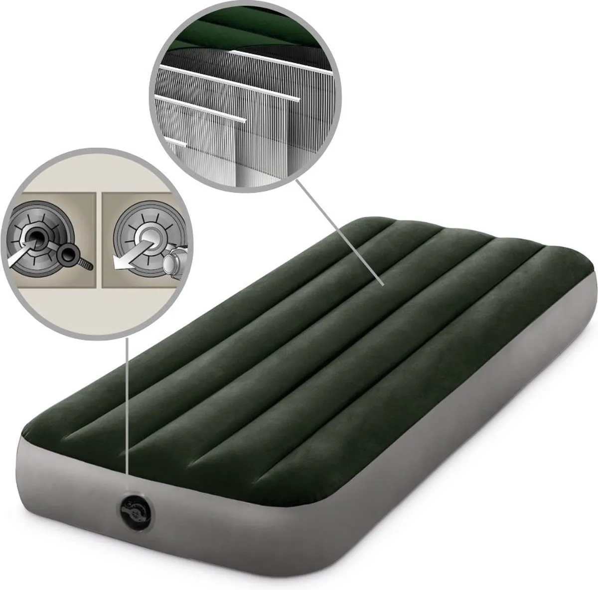 Intex Prestige Downy Luchtbed 1 Persoons - 191x76x25cm - Groen