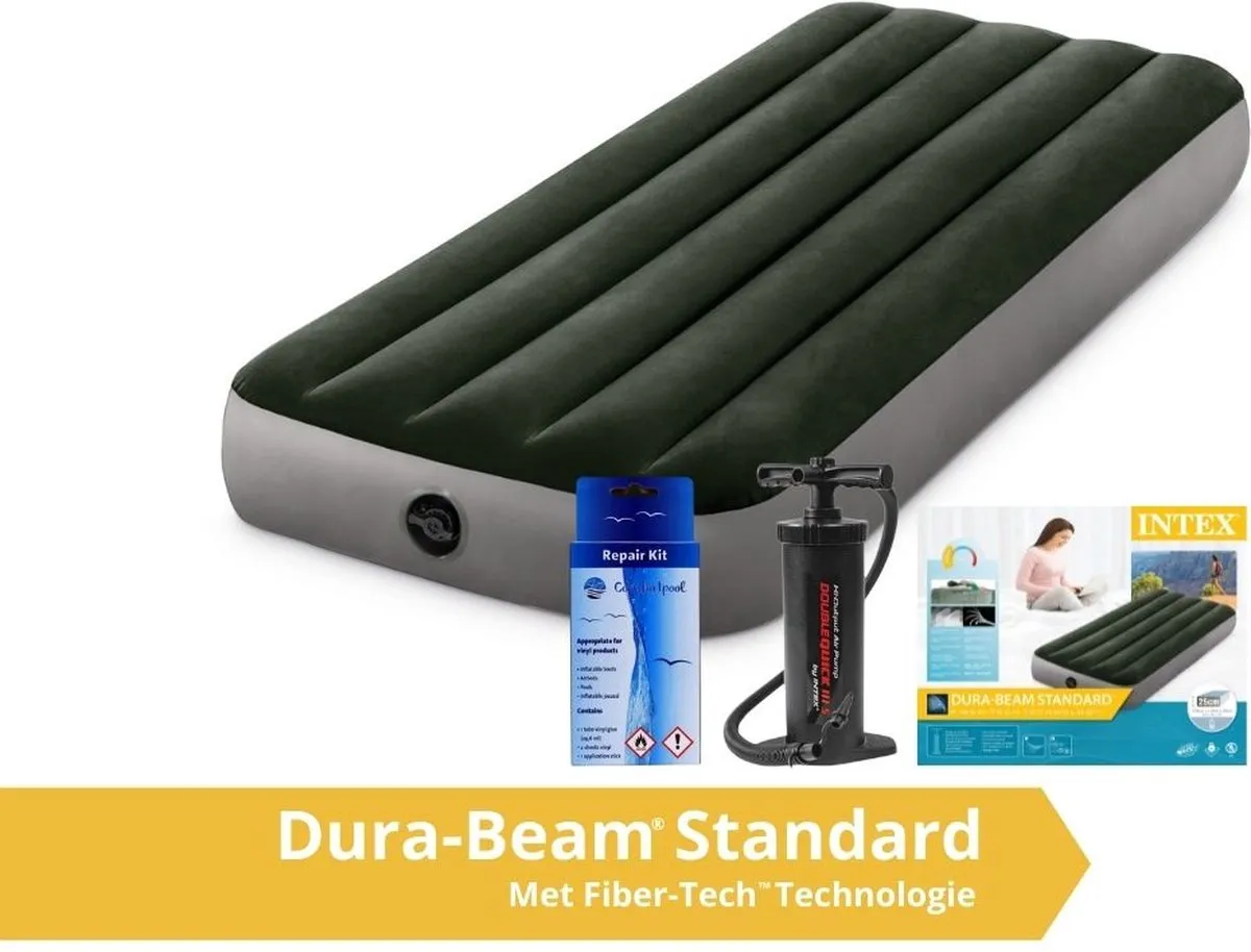 Intex Prestige Downy Luchtbed 1 Persoons - 191x76x25cm - Groen