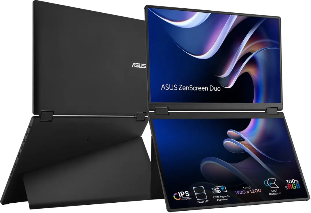 ASUS ZenScreen Duo MB14FCD 14 Inch Portable Monitor - Dual USB-C