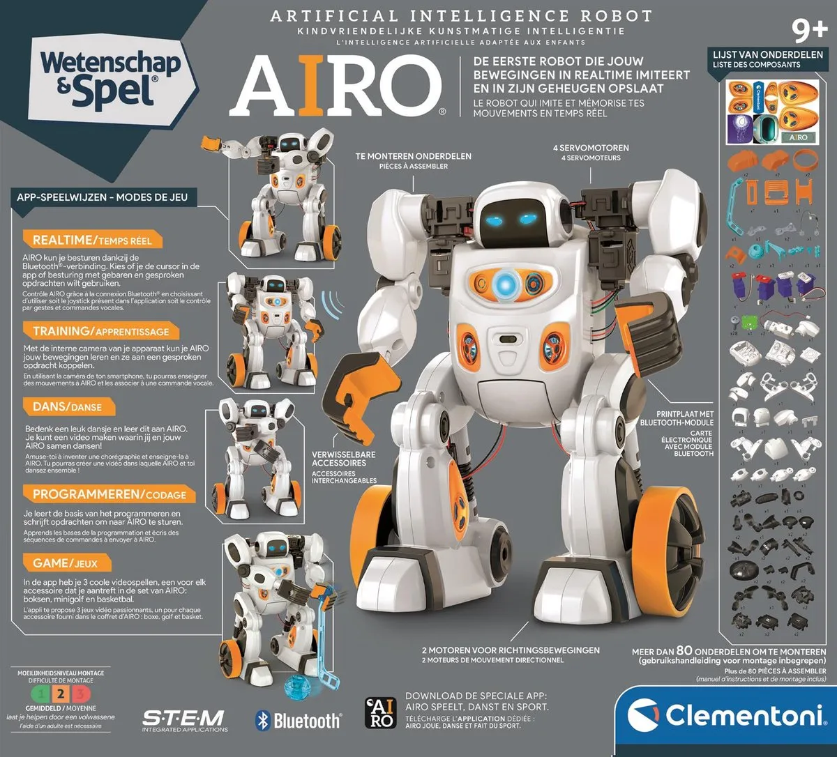 Clementoni AIRO Interactieve Robot - STEM Speelgoed - 3x AAA - Wit/Zwart