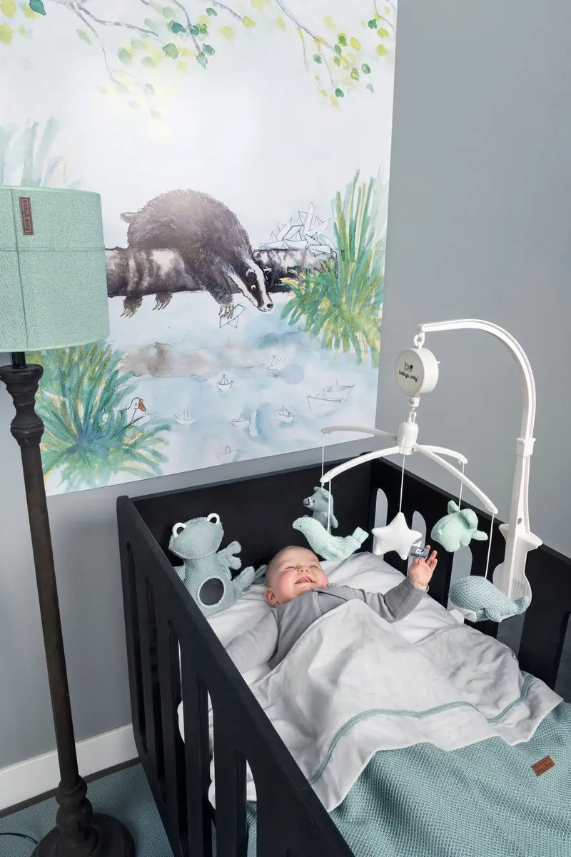 Baby's Only Muziekmobiel Stonegreen/Mint/Wit - Gebreide Figuurtjes