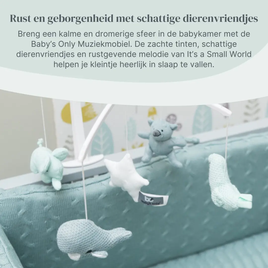 Baby's Only Muziekmobiel Stonegreen/Mint/Wit - Gebreide Figuurtjes