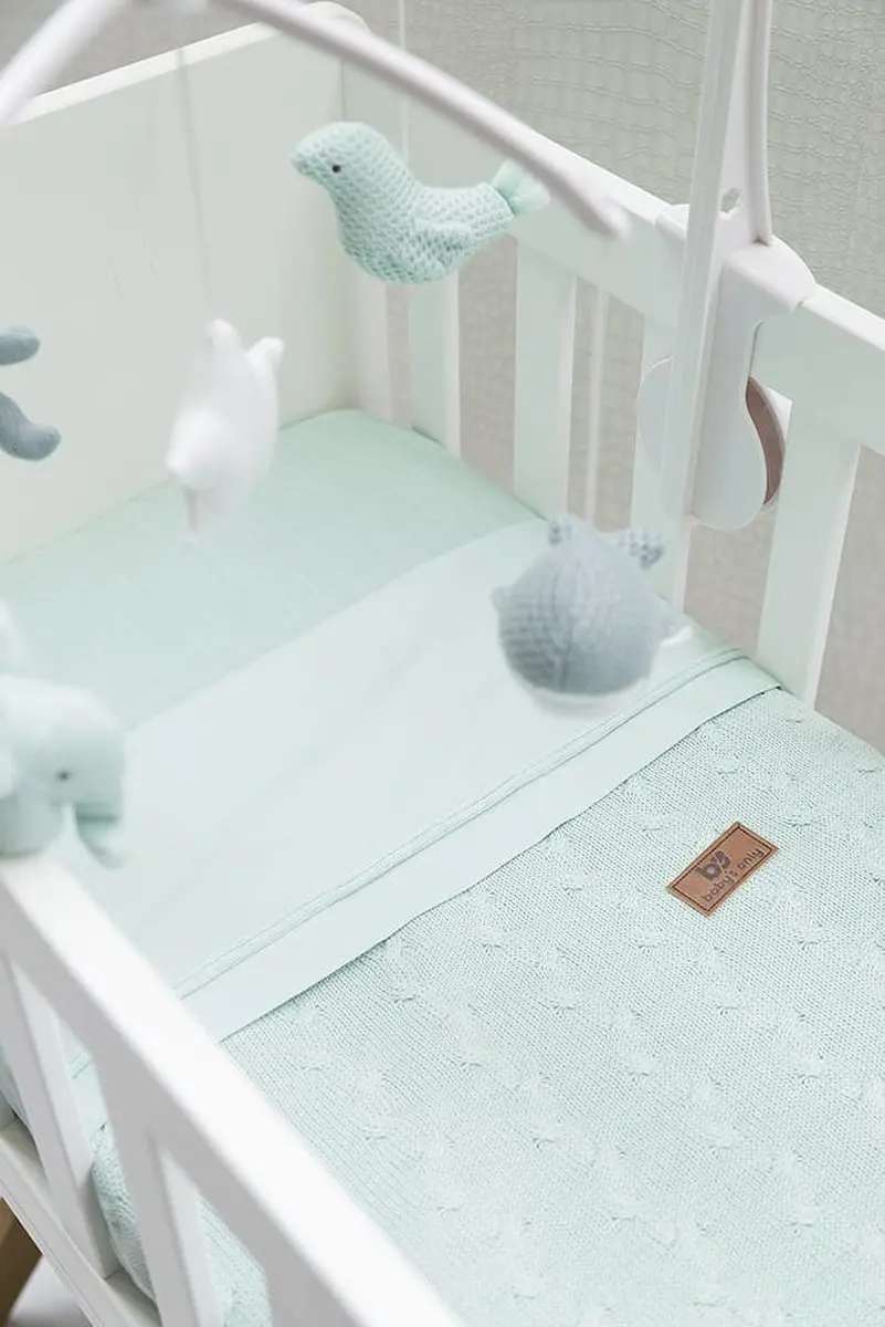Baby's Only Muziekmobiel Stonegreen/Mint/Wit - Gebreide Figuurtjes