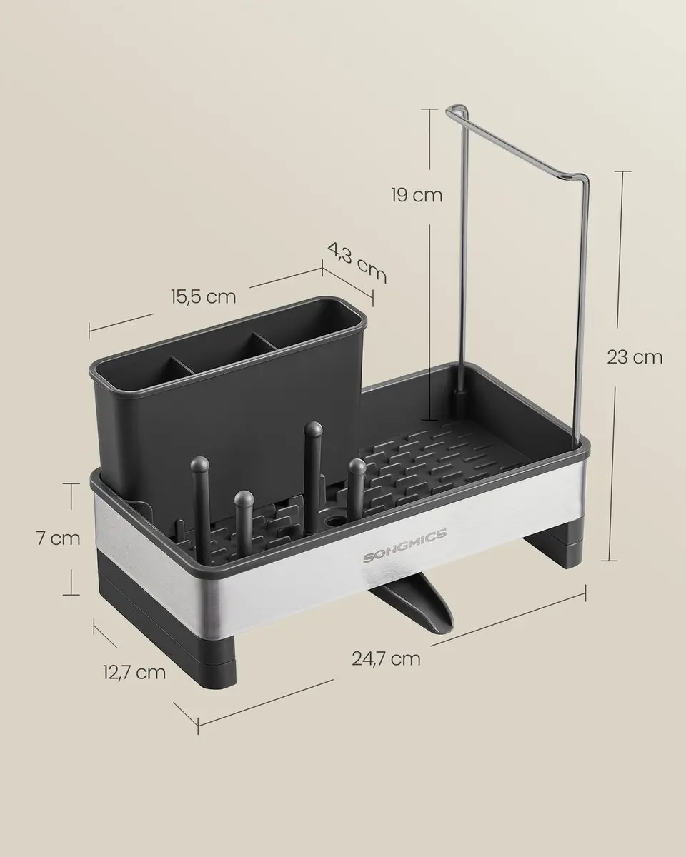 Songmics Wastafelorganizer - Inktzwart/Zilver - afbeelding 6 van 6