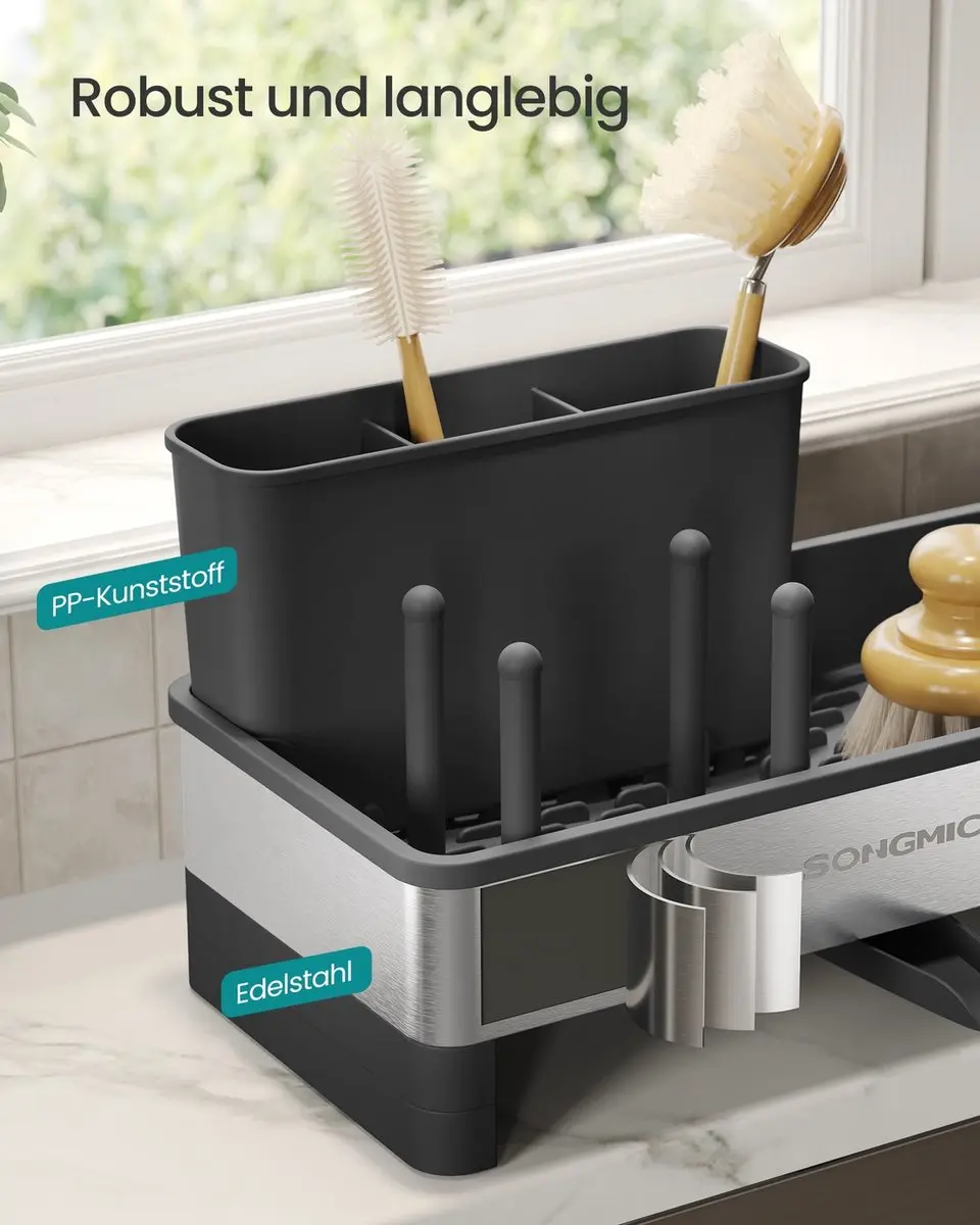 Songmics Wastafelorganizer - Inktzwart/Zilver