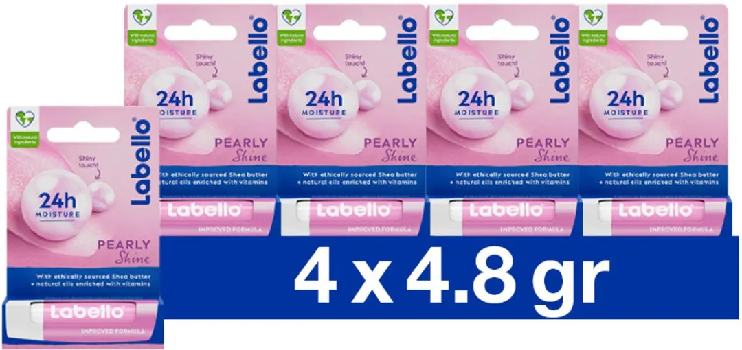 Labello Lippenbalsem Pearly Shine - 4 Stuks