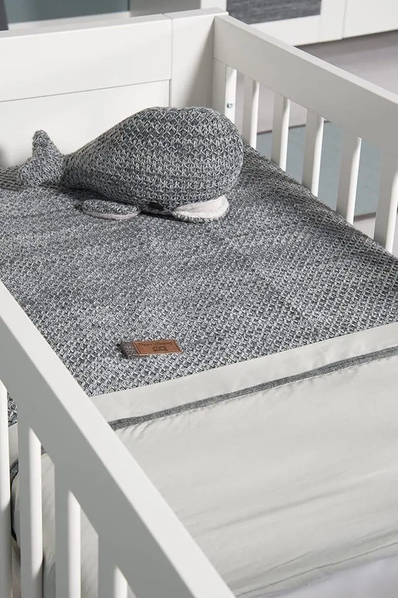 Baby's Only Gebreid Dekbedovertrek River - Ledikant 100x135cm - Jeans/Grijs Mêlee