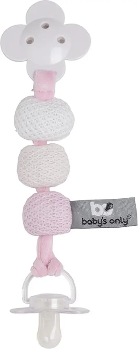Baby's Only Gebreid Speenkoord - Classic Roze/Baby Roze/Wit