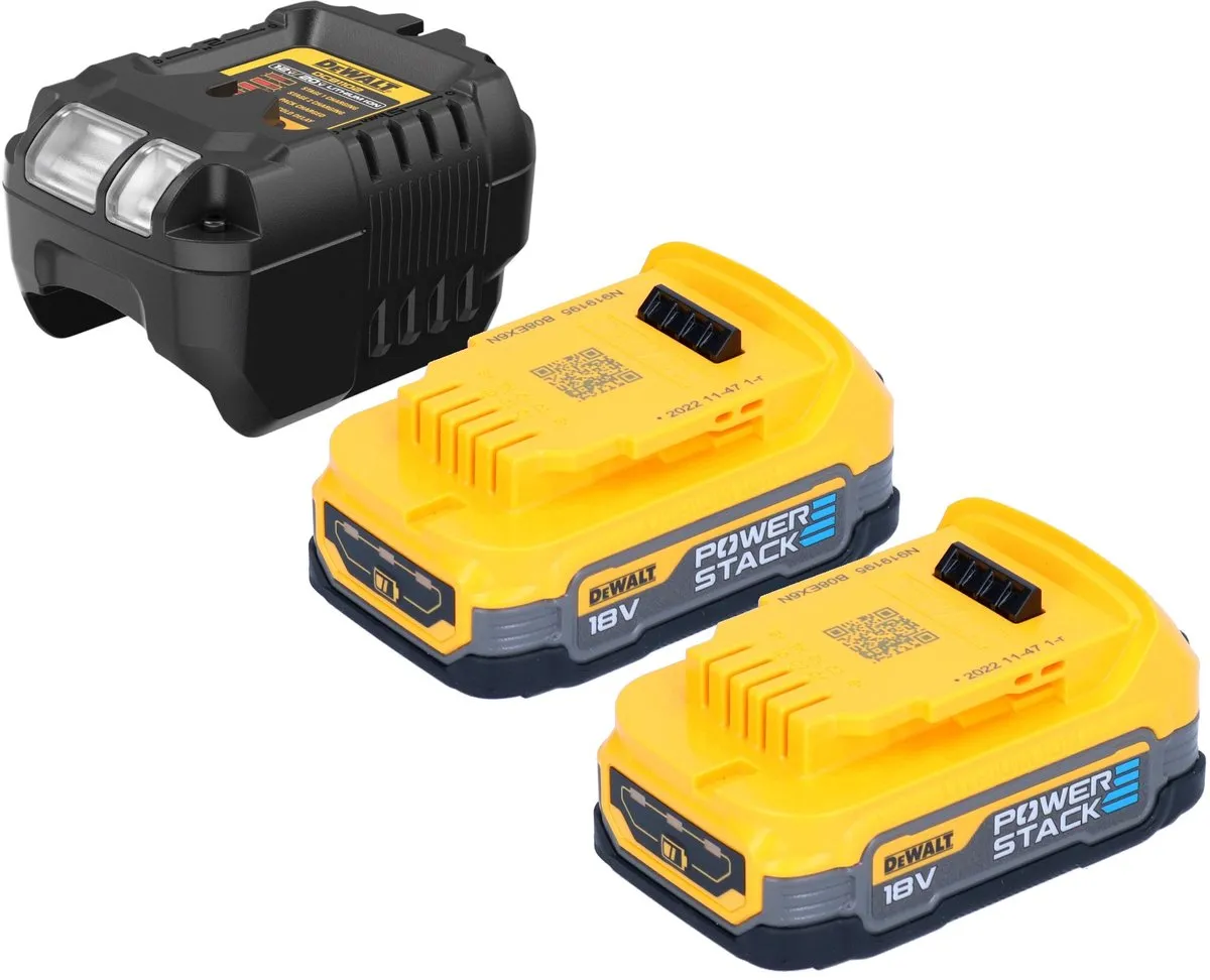 DeWalt DCB1102E2 Starterset 2x POWERSTACK 18V XR Accu 1.7Ah + Lader