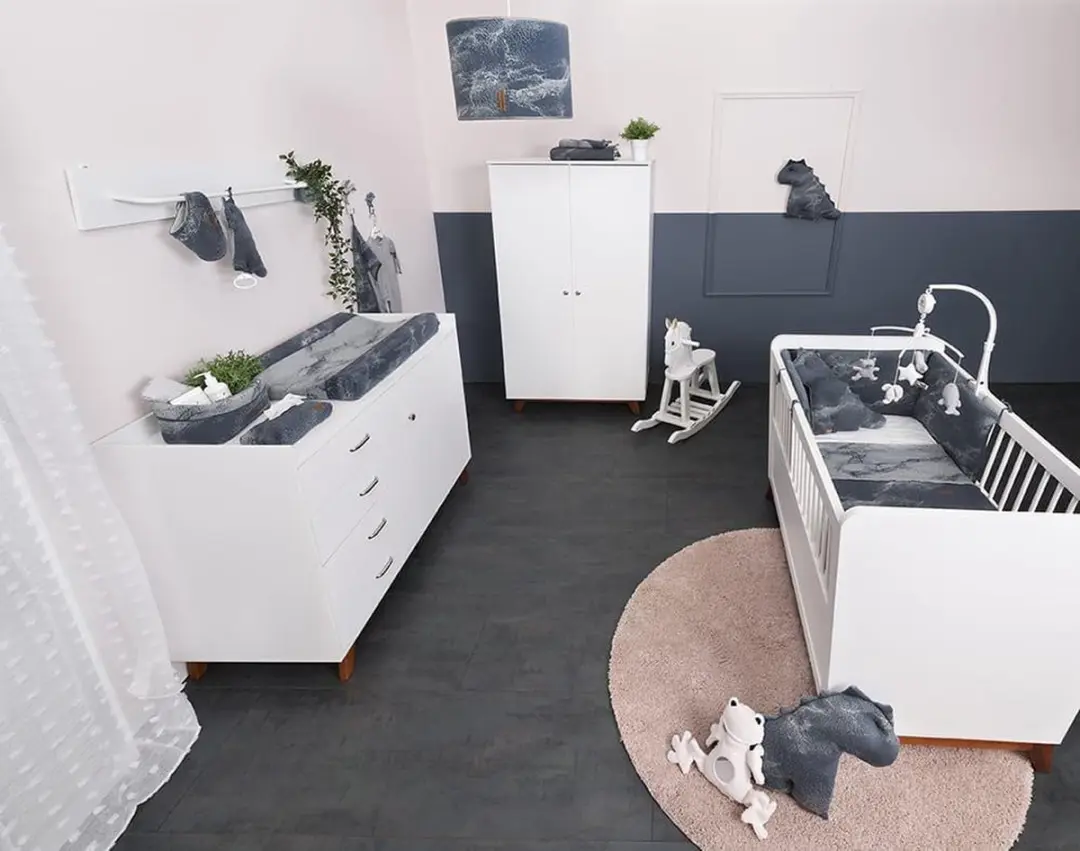 Baby's Only Gebreid Dekbedovertrek Ledikant Marble - 100x135cm - Cool Grey/Lila