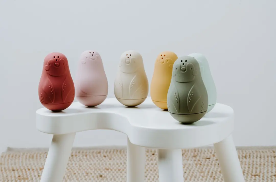 Baby's Only Spuitfiguur Pinguïns - 2 Stuks - Stone Red/Oud Roze