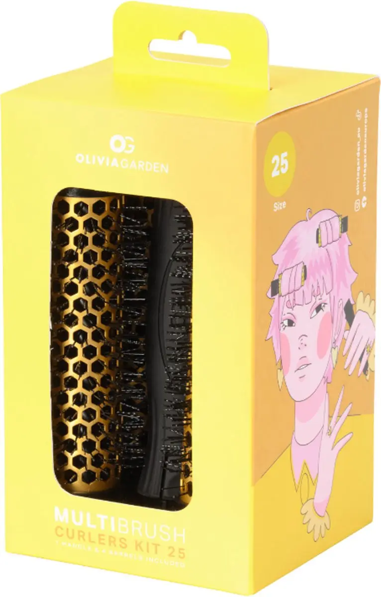 Olivia Garden Multibrush Curlers Kit 25mm - Geel
