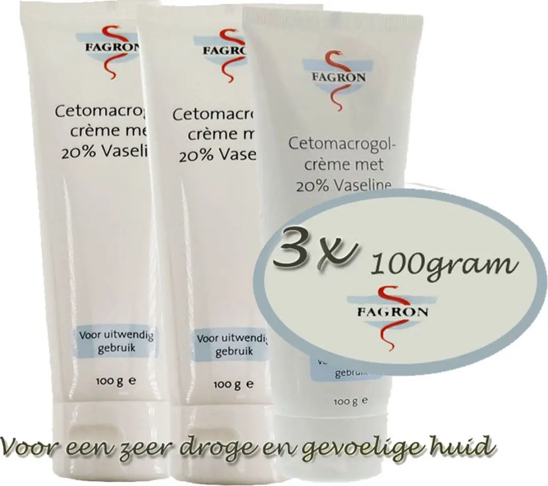 Fagron Cetomacrogolcrème 20% Vaseline - 3x100g