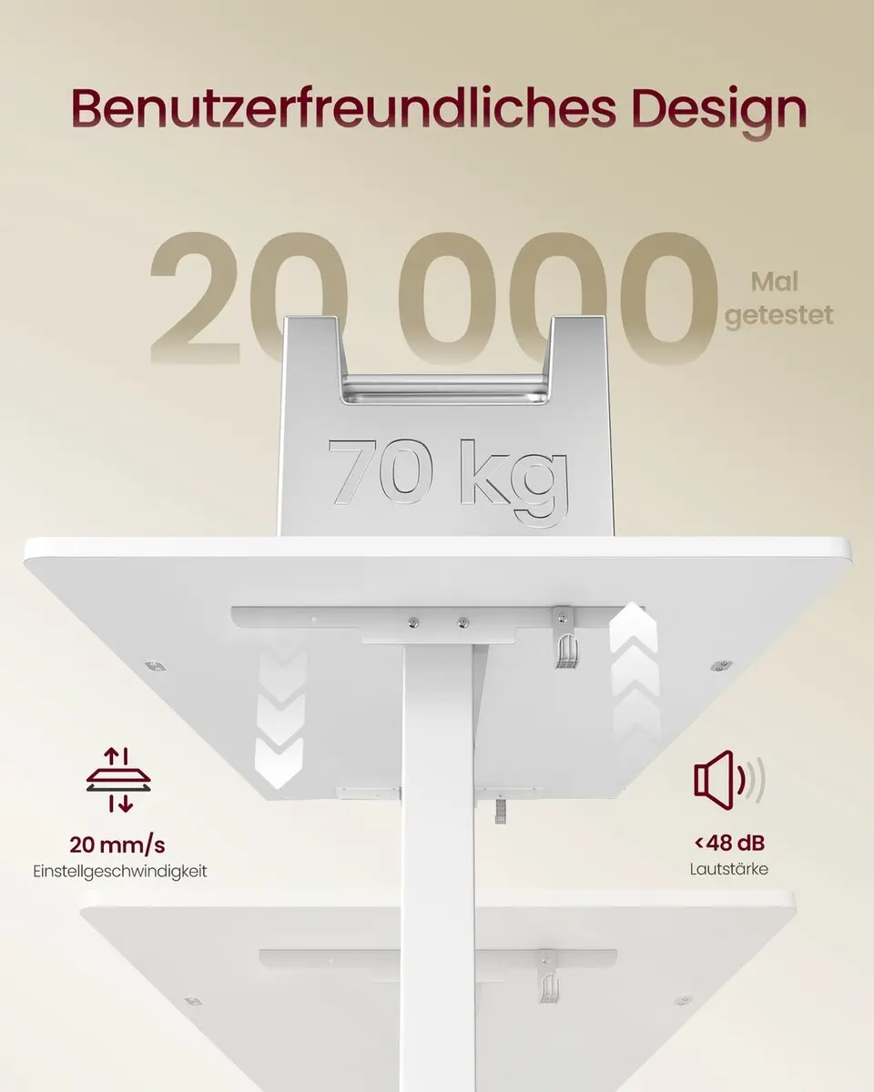 Songmics Hoogteverstelbaar Bureau - Wit - Met Monitorstandaard - afbeelding 6 van 6