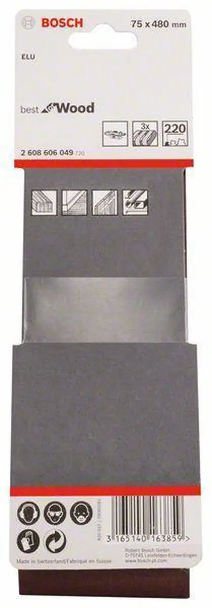 Bosch Professional 3 Banden 75x480mm Best Wood+Paint