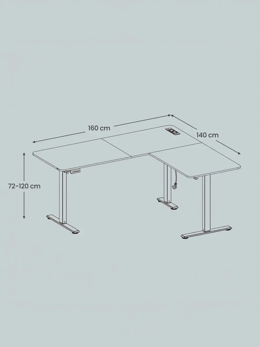 Songmics Hoekbureau Elektrisch 160x140cm Bruin-Zwart - afbeelding 6 van 6