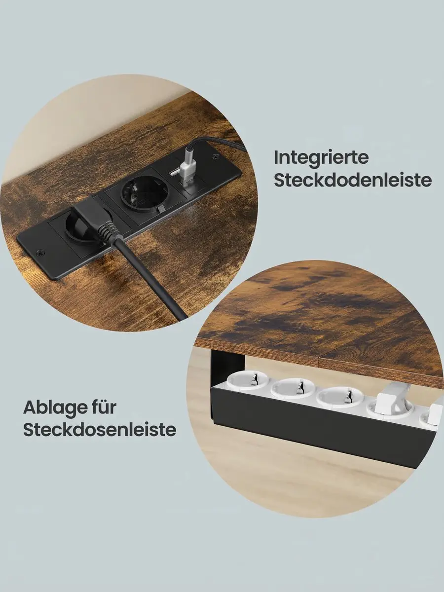 Songmics Hoekbureau Elektrisch 160x140cm Bruin-Zwart