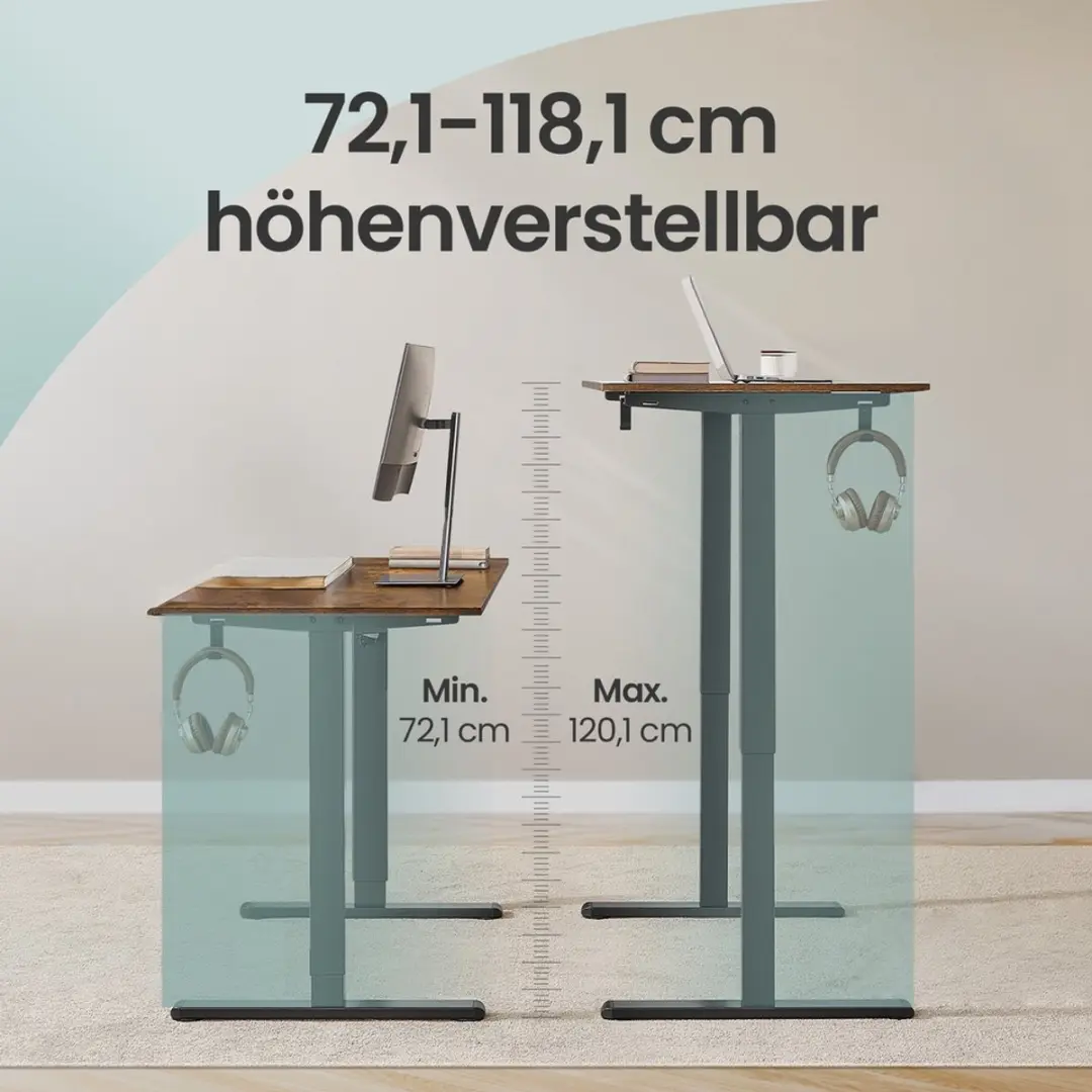 Songmics Hoogteverstelbaar Bureau - Zwart
