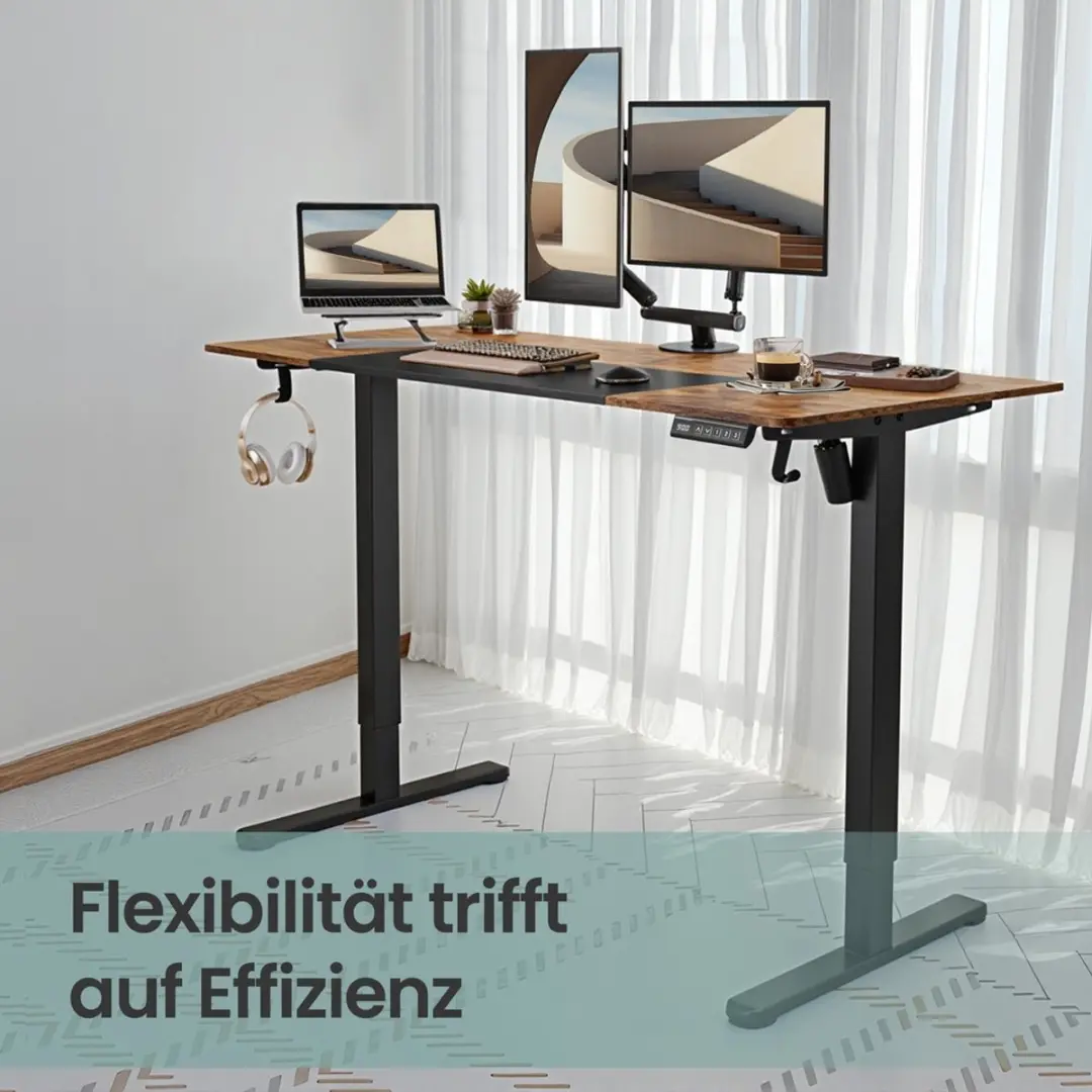 Songmics Hoogteverstelbaar Bureau - Zwart
