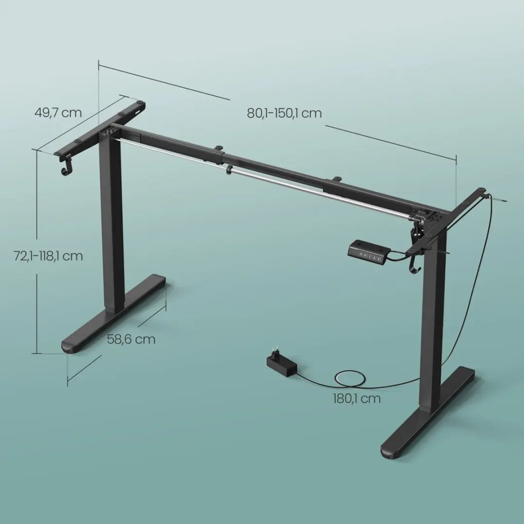 Songmics Hoogteverstelbaar Bureau - Zwart