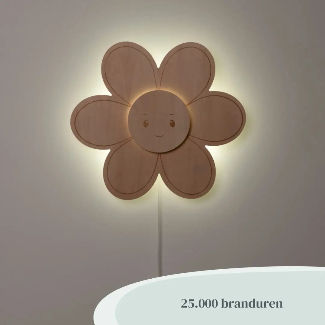 Baby's Only Houten Wandlamp Wonder Bloem - 37cm - Warm Wit