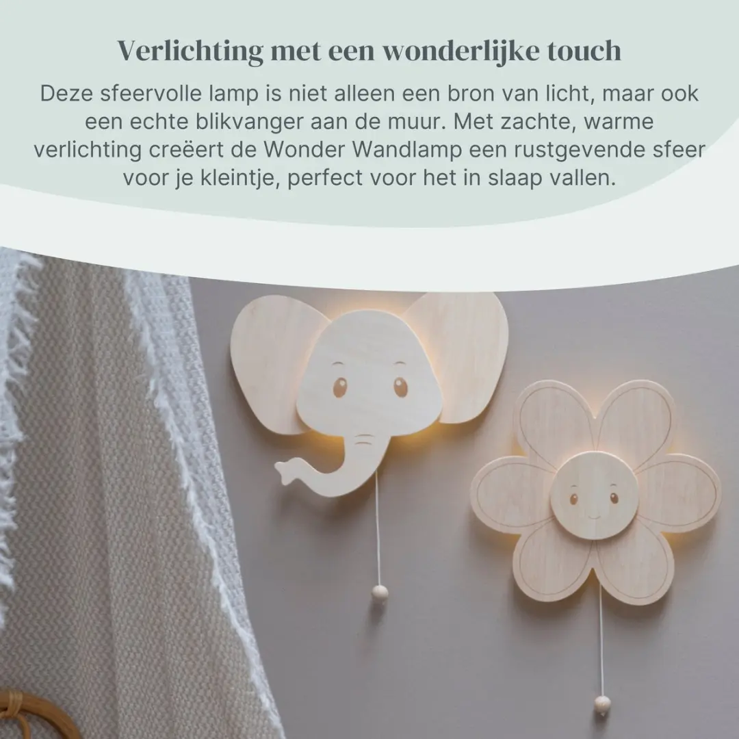 Baby's Only Houten Wandlamp Wonder Bloem - 37cm - Warm Wit
