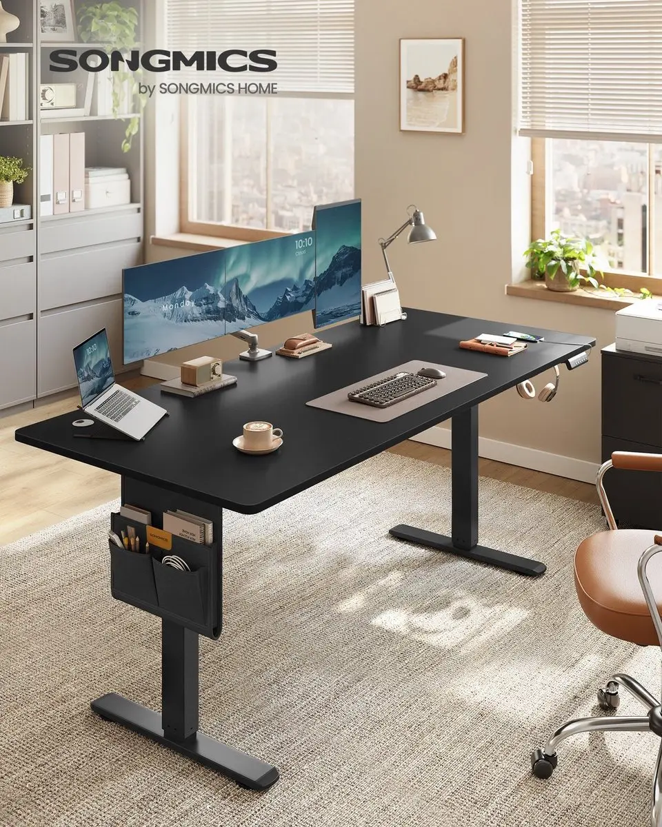 Songmics Elektrisch Zit-Sta Bureau 180x80cm - Inktzwart - afbeelding 2 van 6
