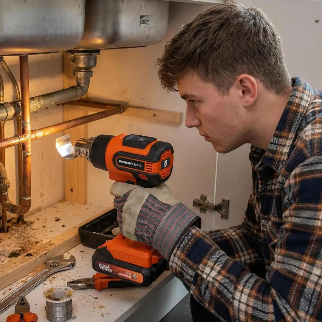 Powerplus Dual Power POWDP7055 Heteluchtpistool - 20V - tot 550°C - 4 Mondstukken