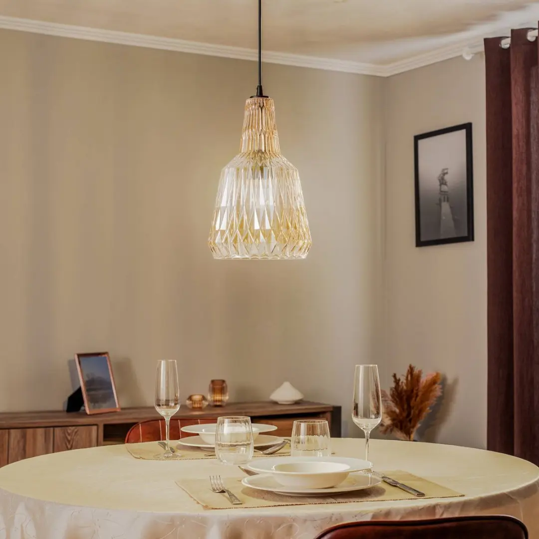 Lindby Hanglamp Glas Metaal 35cm E27 - Amber