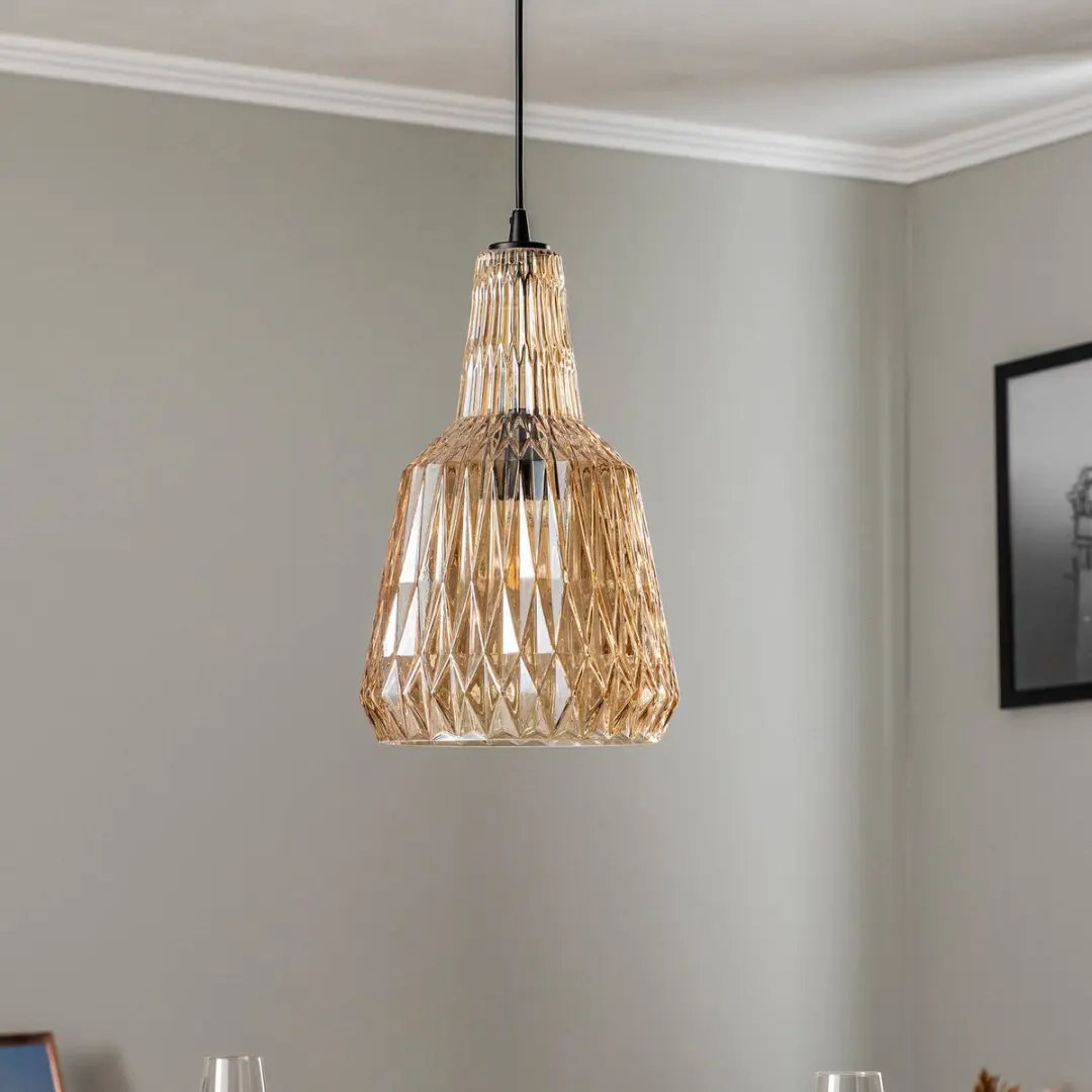 Lindby Hanglamp Glas Metaal 35cm E27 - Amber