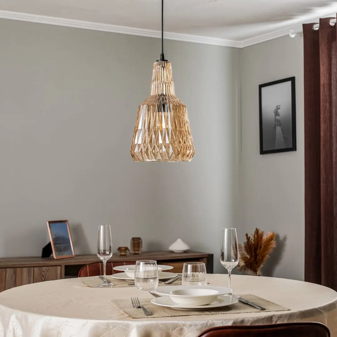 Lindby Hanglamp Glas Metaal 35cm E27 - Amber