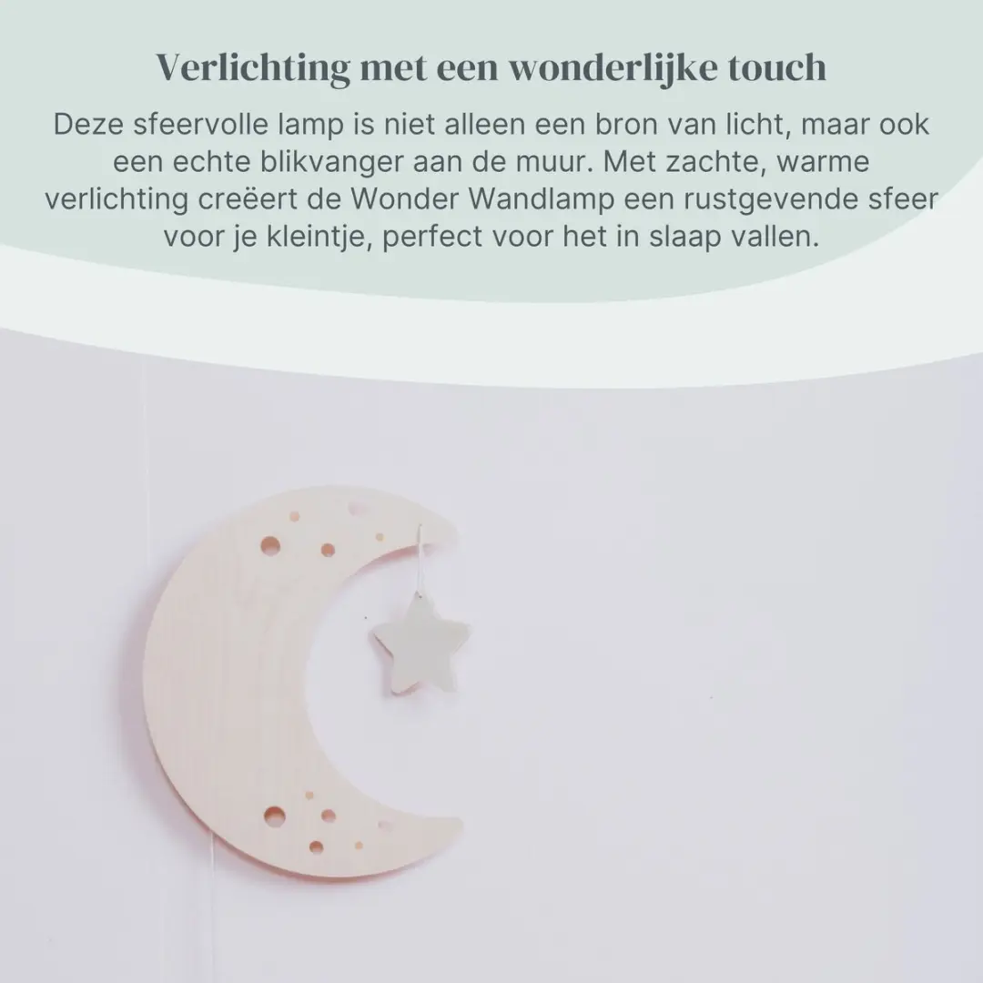 Baby's Only Houten Wandlamp Maan Wonder - 30cm - Warm wit - Bruin