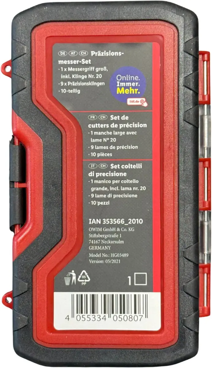 Parkside Precisie Hobbymes Set 10-delig - Scalpels met 9 reservemesjes - Zilver