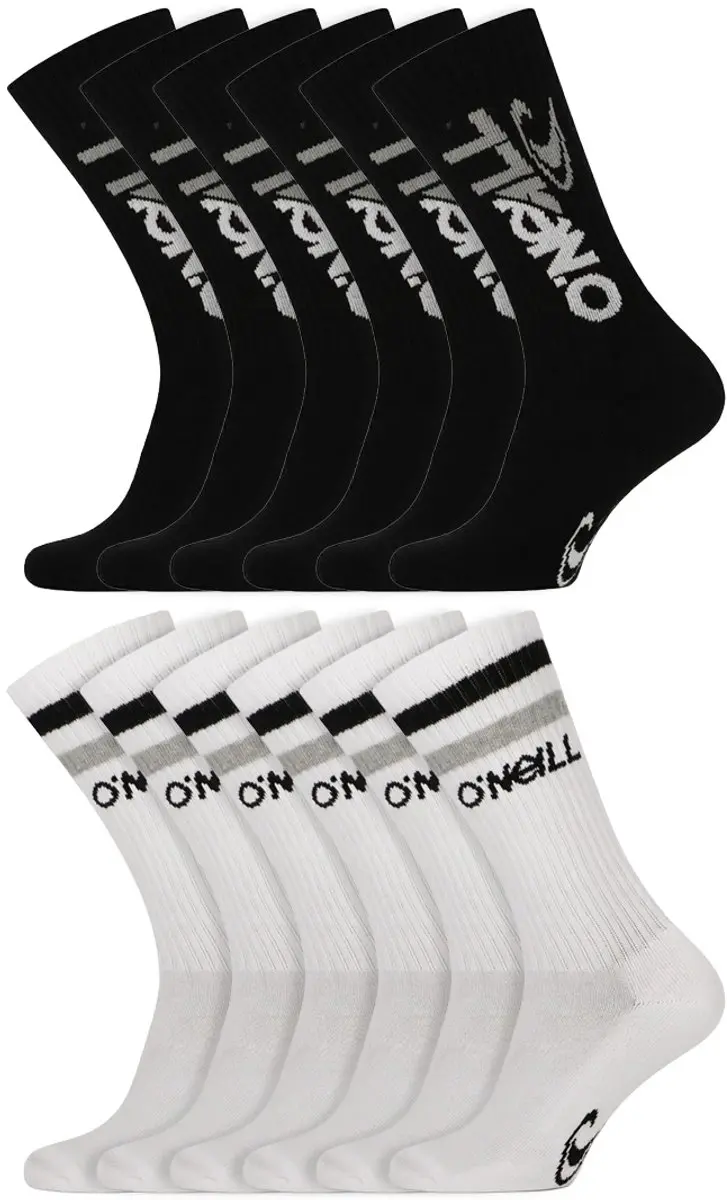 O'Neill Cutting Logo Sokken - 12 Paar - Dames/Heren - Zwart/Wit