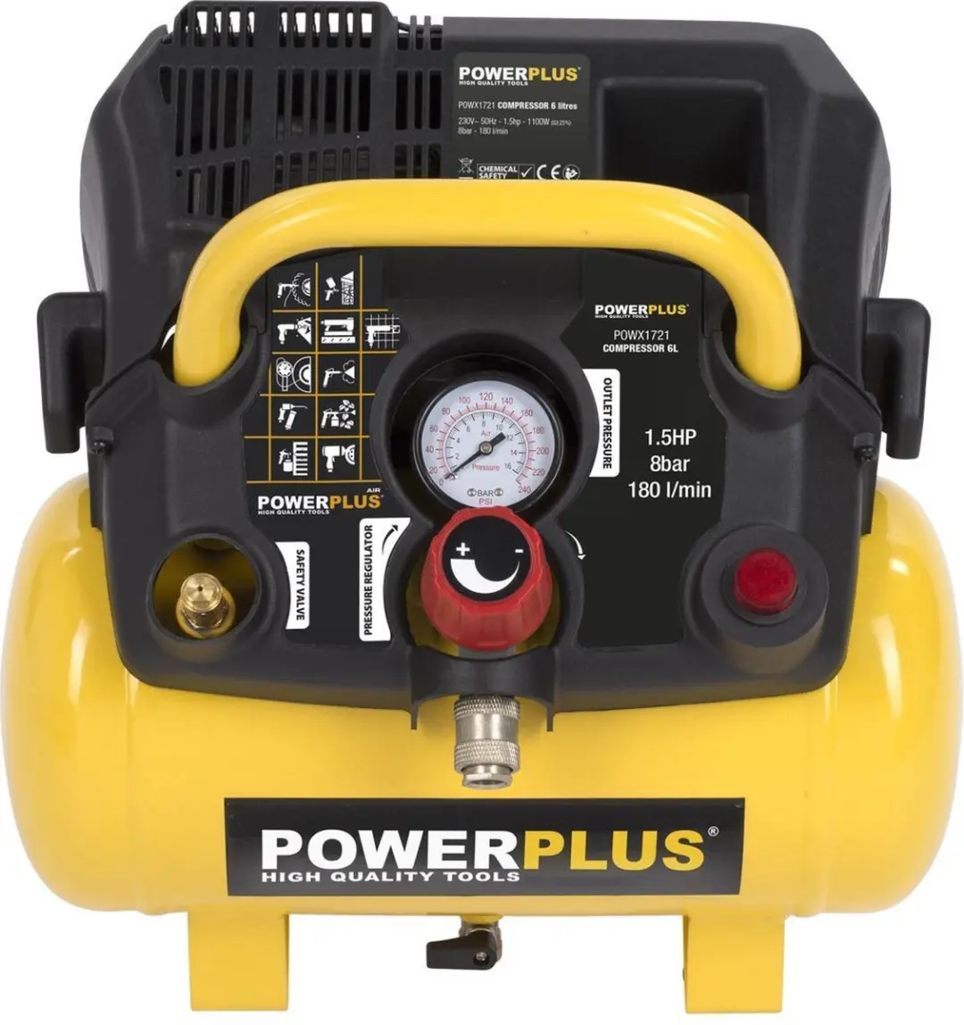Powerplus POWX1721 Luchtcompressor 1100W 8 bar - 6L
