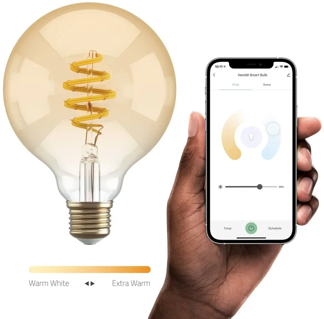 Hombli Smart Filament Bulb E27 G95 - 5W Warm Wit - Goudkleurig
