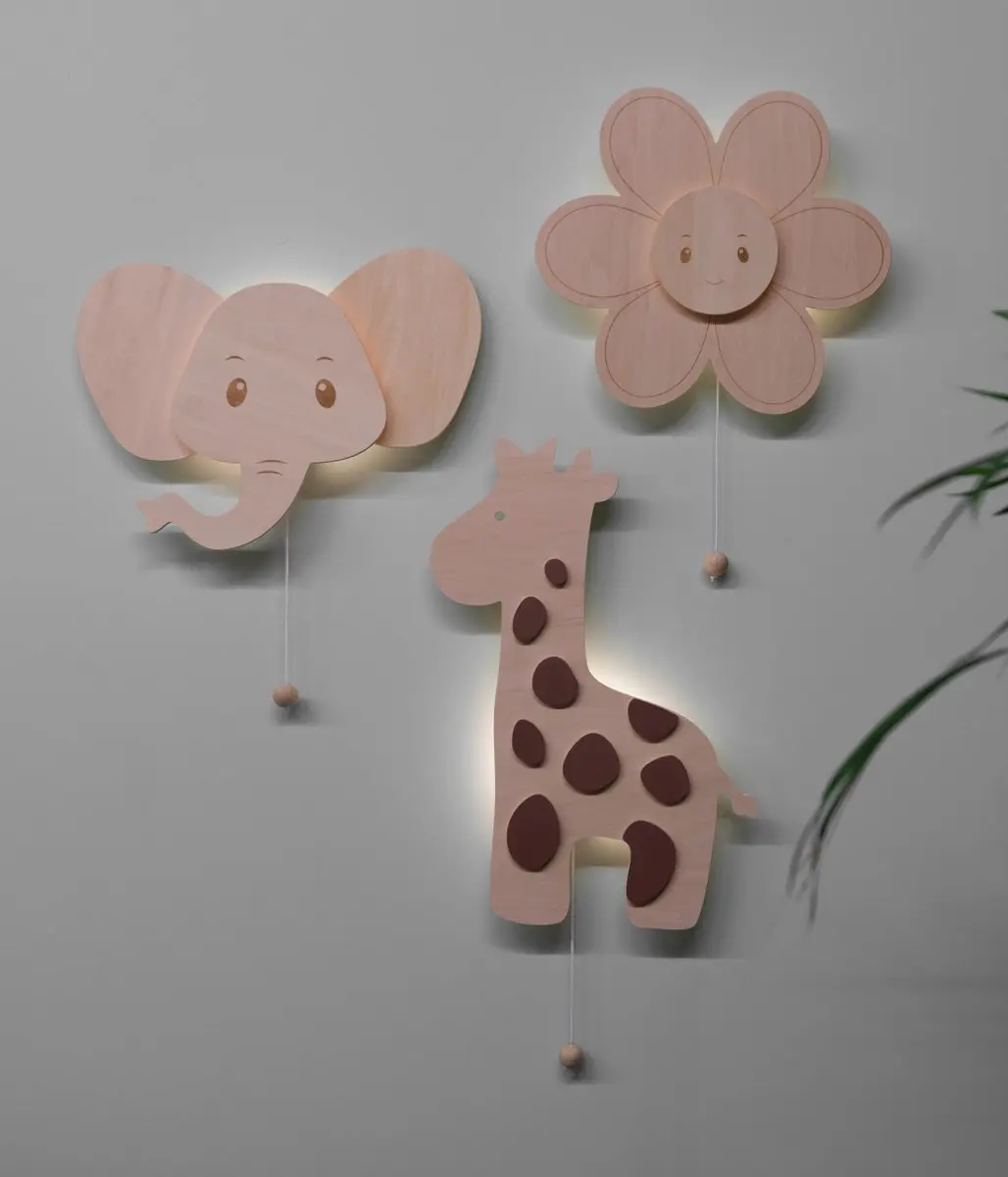 Baby's Only Wonder Houten Wandlamp Olifant - 14W Warm Wit