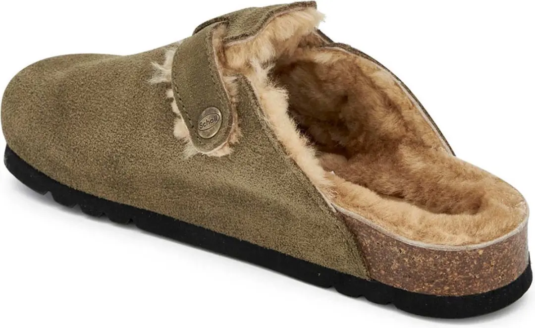 Scholl Fae New Fur Suede Clogs 42 - Khaki