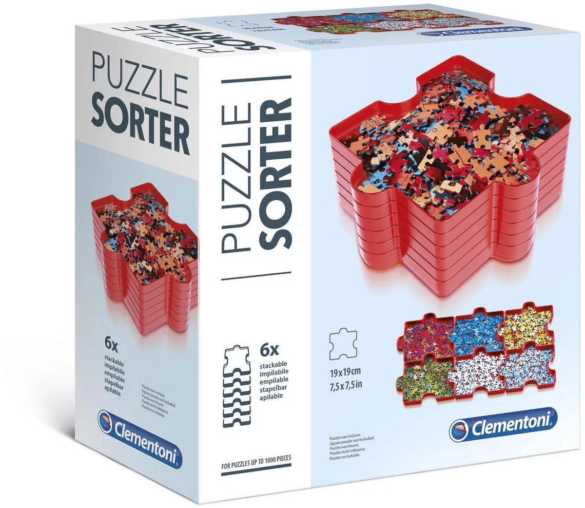 Clementoni - Puzzle Sorter - Puzzel sorteer bakjes - 6 stuks - stapelbaar