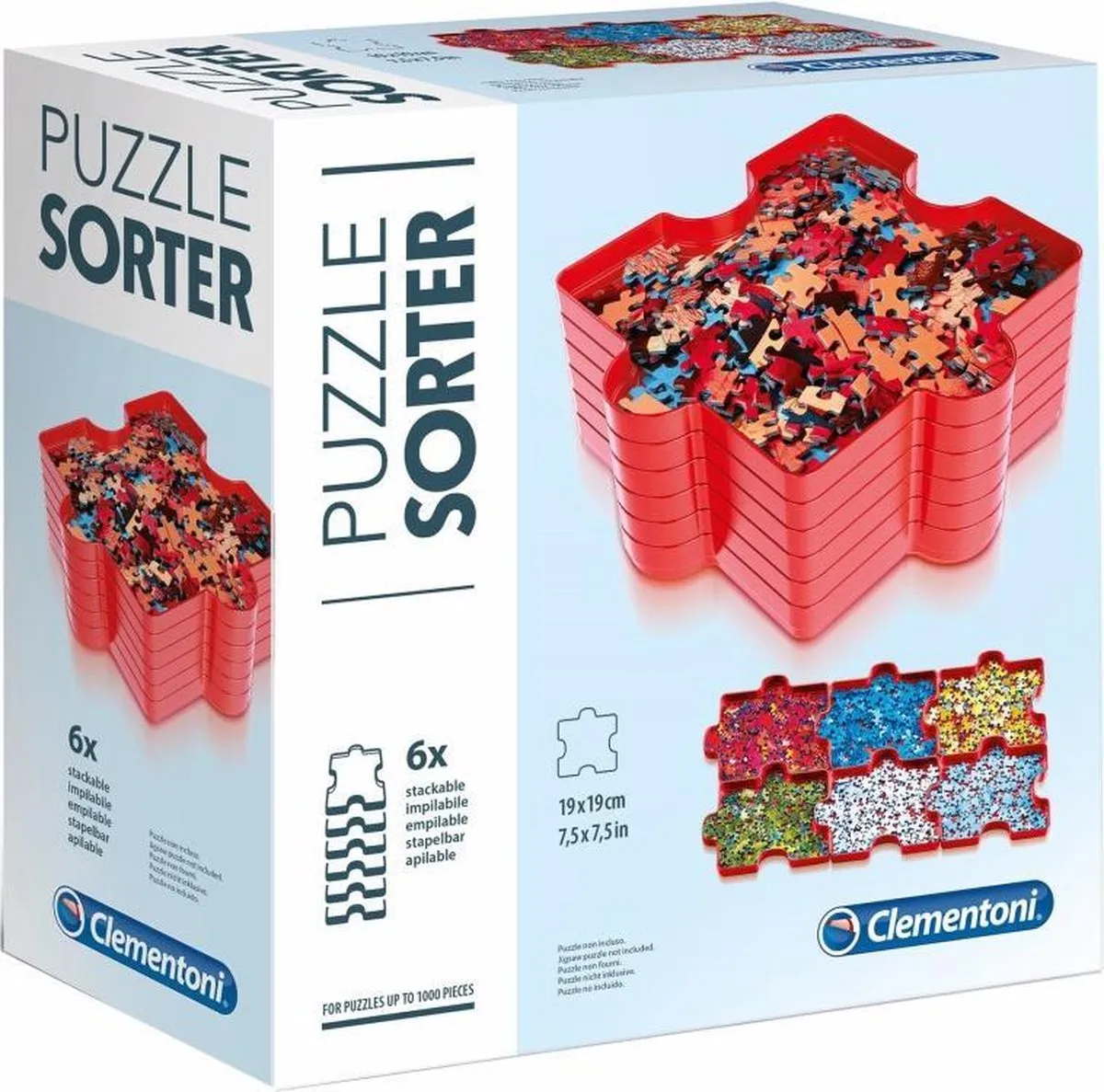 Clementoni - Puzzle Sorter - Puzzel sorteer bakjes - 6 stuks - stapelbaar