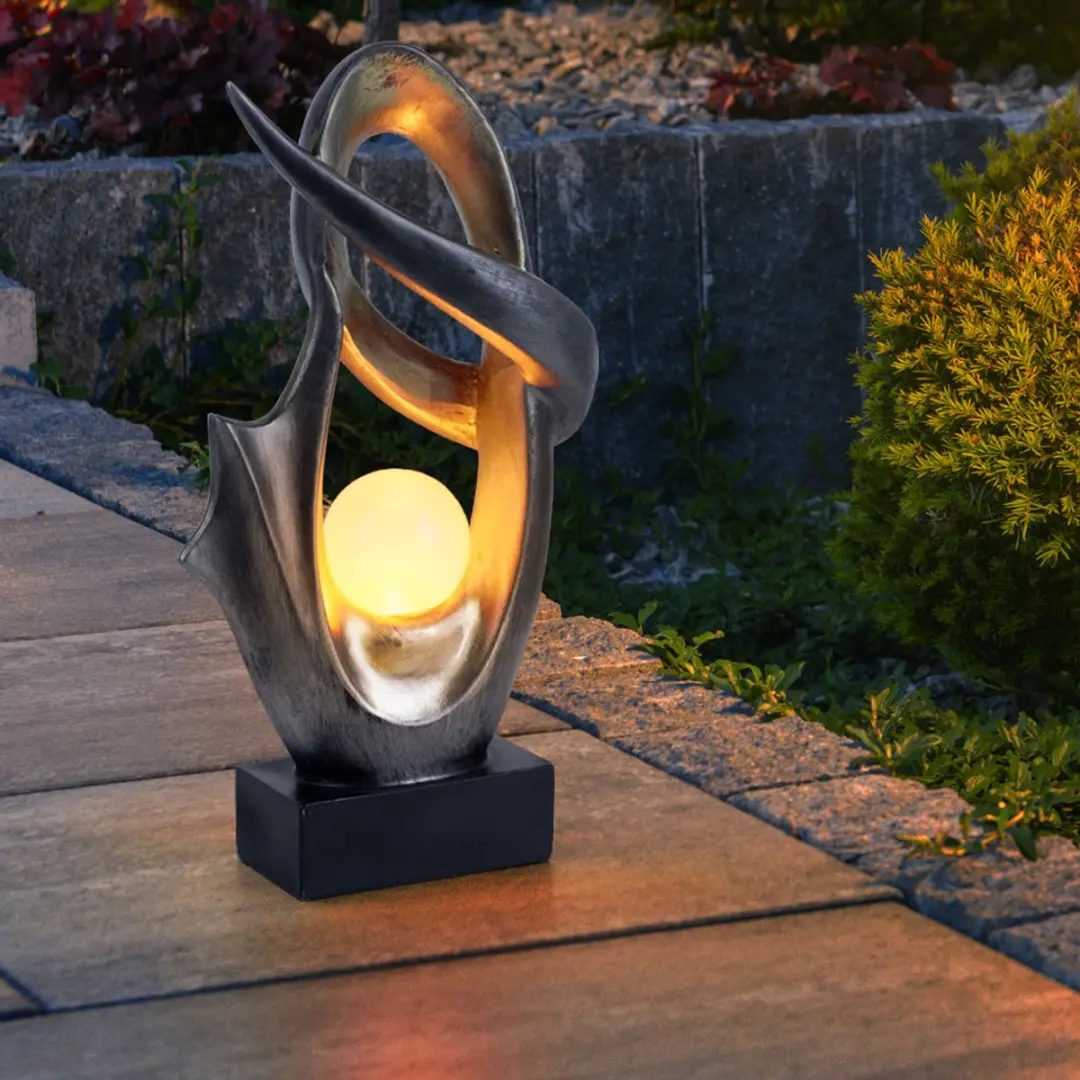 Globo LED Zonne-Outside Lamp Brandeffect - Zwart