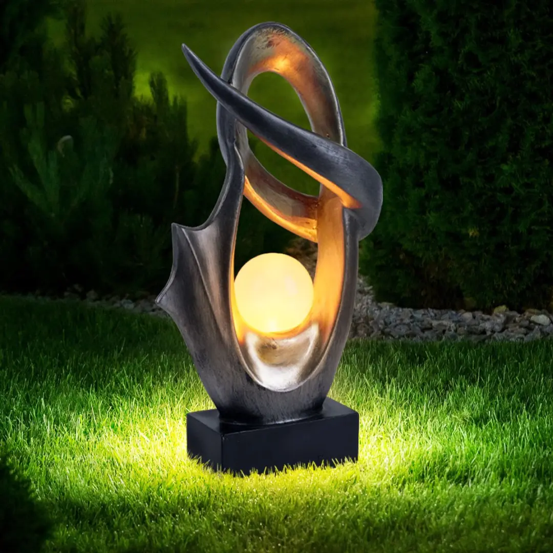 Globo LED Zonne-Outside Lamp Brandeffect - Zwart