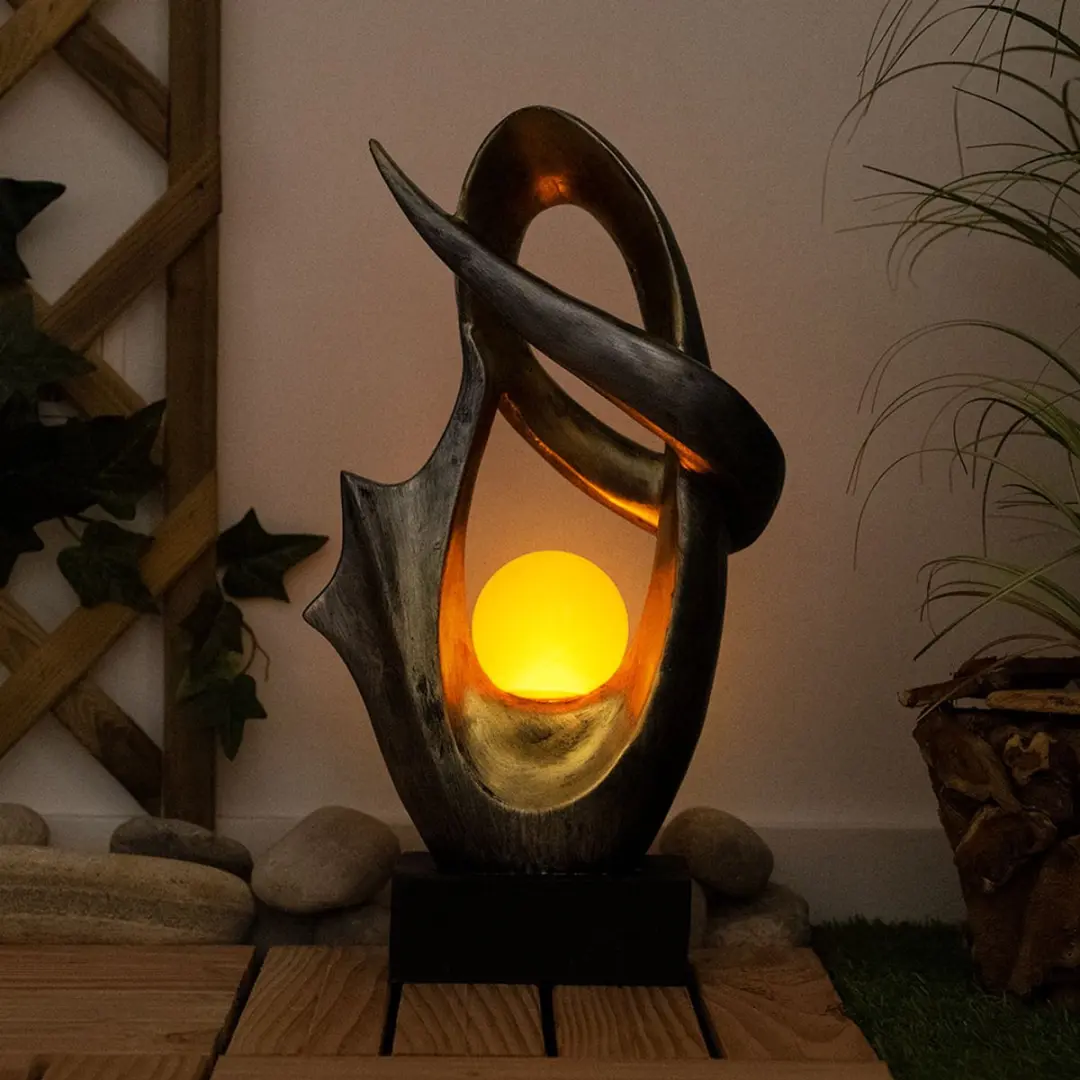 Globo LED Zonne-Outside Lamp Brandeffect - Zwart