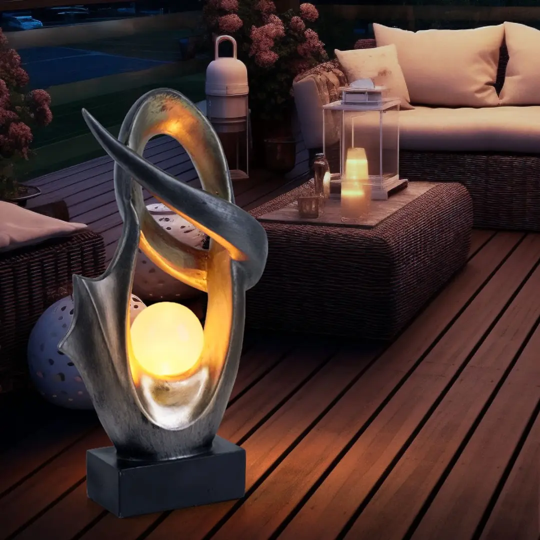Globo LED Zonne-Outside Lamp Brandeffect - Zwart