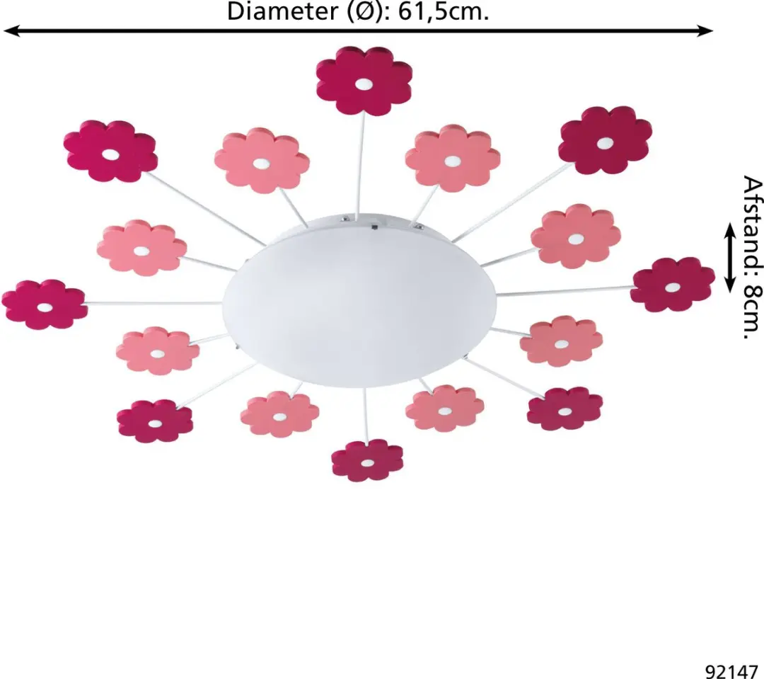 Eglo Viki 1 Plafondlamp E27 - Ø61,5cm - Roze/Wit - afbeelding 6 van 6